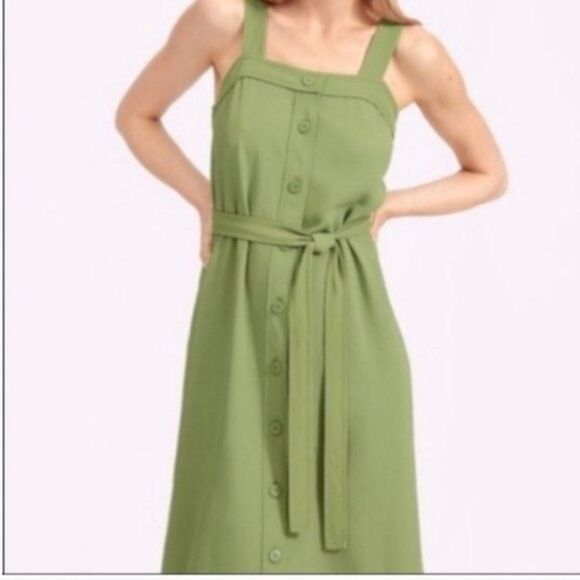 Everlane Tri-Apron Midi dress Kiwi Green - Picture 1 of 5